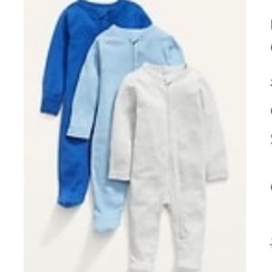 Old Navy baby 3-6m blue pack of 3 sleepers pajamas